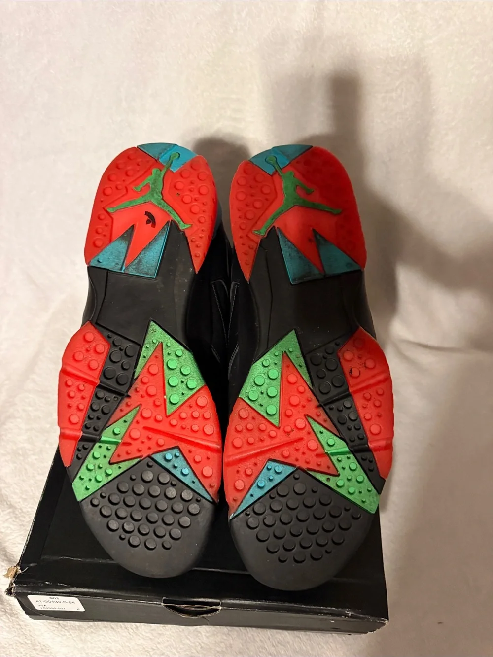 2015 30 yr anniversary Jordan Retro 7 Black Shoes with Red, Green and Teal